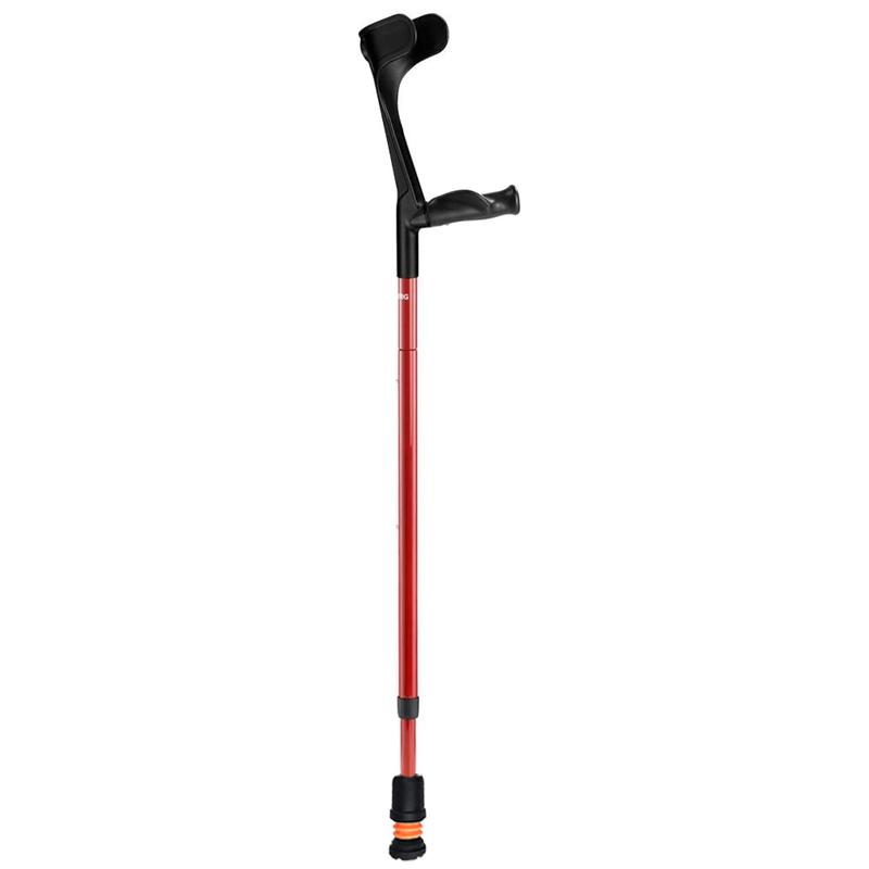 Flexyfoot Carbon Fibre Comfort-Grip Open-Cuff Red Folding Crutch (Left Hand)